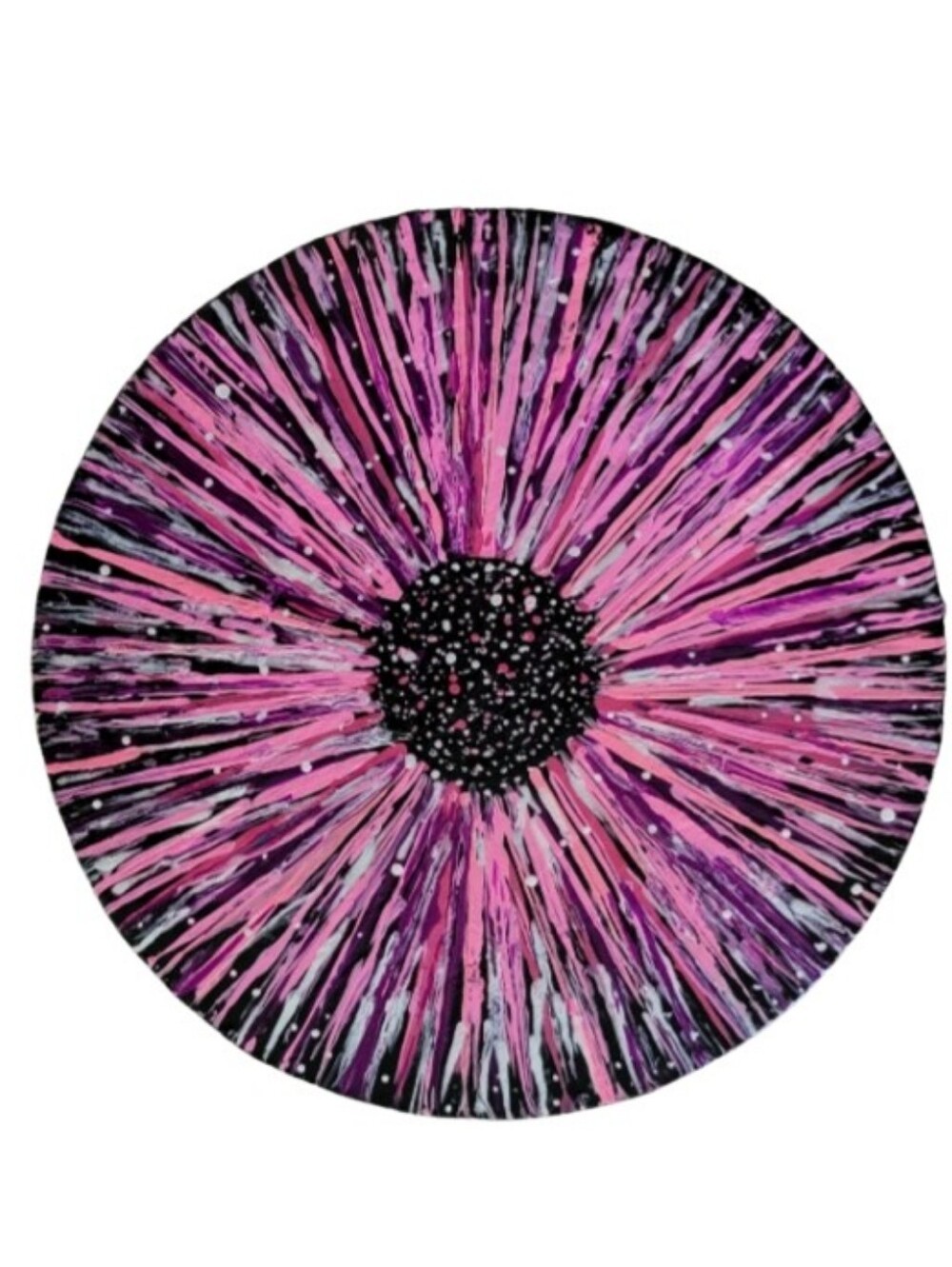 Hand Crafted Abstract Design Round  12 x 12 Inches Canvas Painting
